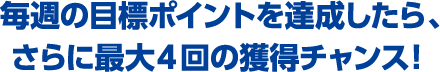 毎週の目標ポイントを達成したら、さらに最大4回の獲得チャンス！