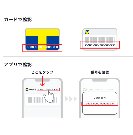 お手元にV会員番号(Tカード番号)をご用意ください
