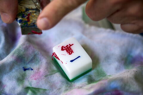 手描きの麻雀牌 標記蔴雀